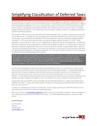 Simplifying Classification of Deferred Taxes