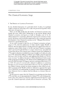 The Classical Economic Stage