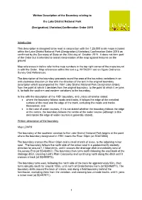 1 Written Description of the Boundary Relating to the Lake