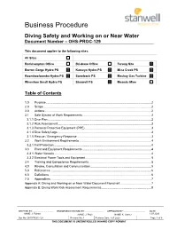 Diving Safety and Working on Or Near Water Document Number – OHS-PROC-129