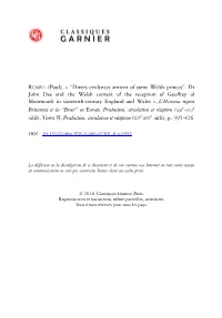 Dr John Dee and the Welsh Context of the Reception of G