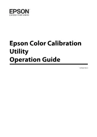 Epson Color Calibration Utility Operation Guide