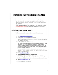 Instructions for Installing Ruby on Rails on A