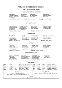 Previous Championship Results
