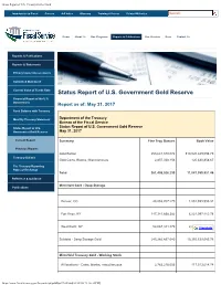 Status Report of U.S. Treasury-Owned Gold