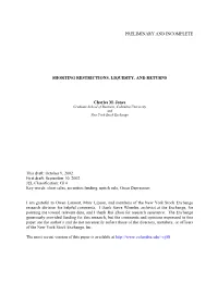 The Shorting Restrictions of 1931-1932 Were All Instituted by the Exchange