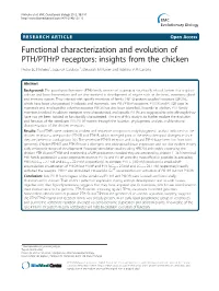 Functional Characterization and Evolution of PTH/Pthrp Receptors