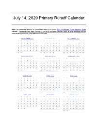 July 14, 2020 Primary Runoff Calendar