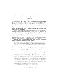 The Source of the Gods' Immortality in Archaic Greek Literature1