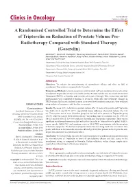 A Randomised Controlled Trial to Determine the Effect of Triptorelin on Reduction of Prostate Volume Pre- Radiotherapy Compared with Standard Therapy (Goserelin)