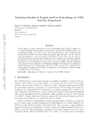 Arxiv:2007.16007V2 [Cs.CL] 17 Apr 2021 Beddings in Deep Networks Like the Transformer Can Improve Performance