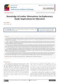 Knowledge of Leather Alternatives: an Exploratory Study: Implications for Education
