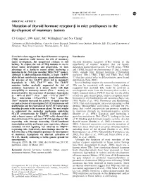 Mutation of Thyroid Hormone Receptor-&Beta