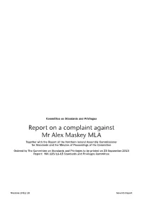 Report on a Complaint Against Mr Alex Maskey