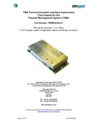 TMS Terminal Emulator Interface Instructions (Text Based) for the Thermal Management System (TMS)