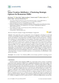 Value Creation Attributes—Clustering Strategic Options for Romanian Smes
