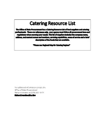 Catering Resource List