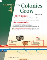 Chapter 4: the Colonies Grow, 1607-1770