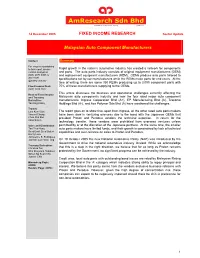 FIXED INCOME RESEARCH Malaysian Auto Component