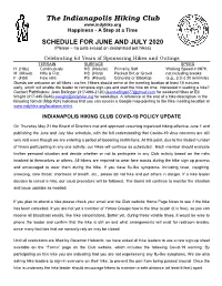JUNE and JULY 2020 (Please – No Pets Except on Designated Pet Hikes)