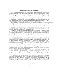 Lattice Vibrations - Phonons