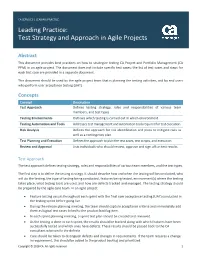 Leading Practice: Test Strategy and Approach in Agile Projects
