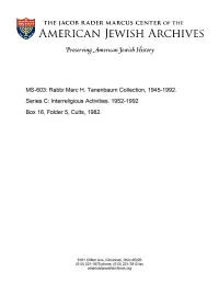MS-603: Rabbi Marc H. Tanenbaum Collection, 1945-1992