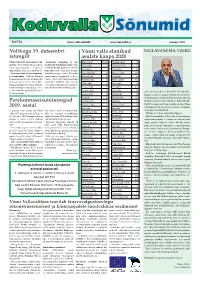 Volikogu 19. Detsembri Istungilt Perekonnaseisutoimingud 2019