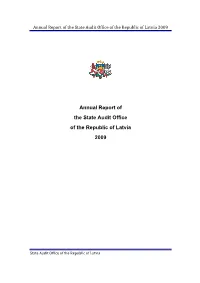 Annual Report of the State Audit Office of the Republic of Latvia 2009