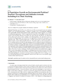 Is Population Growth an Environmental Problem? Teachers’ Perceptions and Attitudes Towards Including It in Their Teaching