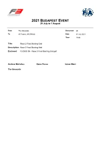 Race 2 Final Starting Grid Published on 31.07.21 16:45