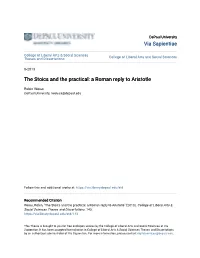 The Stoics and the Practical: a Roman Reply to Aristotle