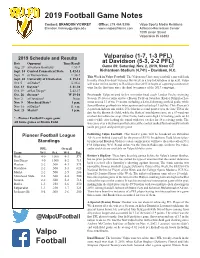 2019 Football Game Notes Valpo Football