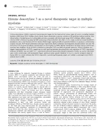 Histone Deacetylase 3 As a Novel Therapeutic Target in Multiple Myeloma