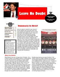 Leave No Doubt a CREDO for CHASING YOUR DREAMS NHL.Com by Mike Babcock with Rick Larsen