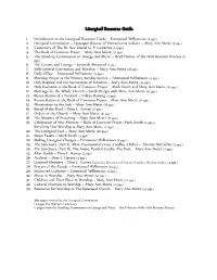 Liturgical Resource Guide