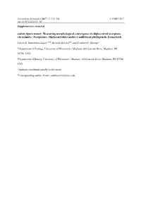 Measuring Morphological Convergence in Diplocentrid Scorpions (Arachnida : Scorpiones : Diplocentridae) Under a Multilocus Phylogenetic Framework