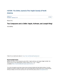 Two Composers and a Cellist: Haydn, Hofmann, and Joseph Weigl