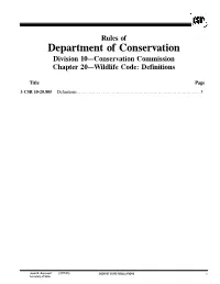 Chapter 20—Wildlife Code: Definitions