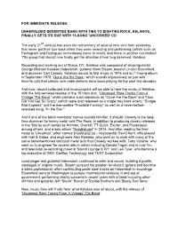 For Immediate Release: Unheralded Seventies Band