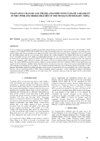 Vegetation Changes and the Relationship with Climate Variability in the Upper and Middle Reaches of the Nenjiang River Basin, China