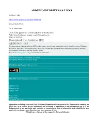 Arduino Ide Drivers & Links