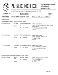 Broadcast Actions 3/27/2018