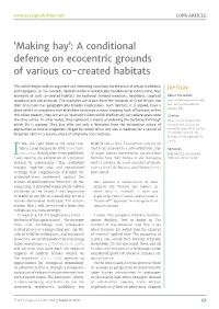 'Making Hay': a Conditional Defence on Ecocentric Grounds of Various Co