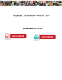 Properties of Elements in Periodic Table