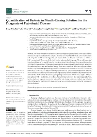 Quantification of Bacteria in Mouth-Rinsing Solution For