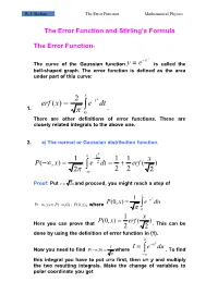 The Error Function Mathematical Physics
