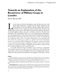 Towards an Explanation of the Recurrence of Military Coups in Lesotho