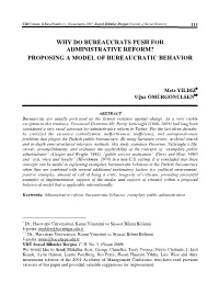 Why Do Bureaucrats Push for Administrative Reform? Proposing a Model of Bureaucratic Behavior
