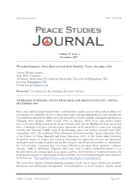 Workshop Summary: Peace Research and (De)Coloniality, Vienna, December 2016